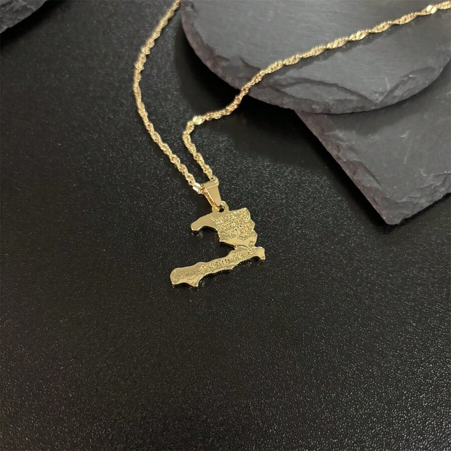 1pc Haiti Map Necklace Pendants For Women Girls,Gold Color Ayiti Jewelry Map Of Haiti