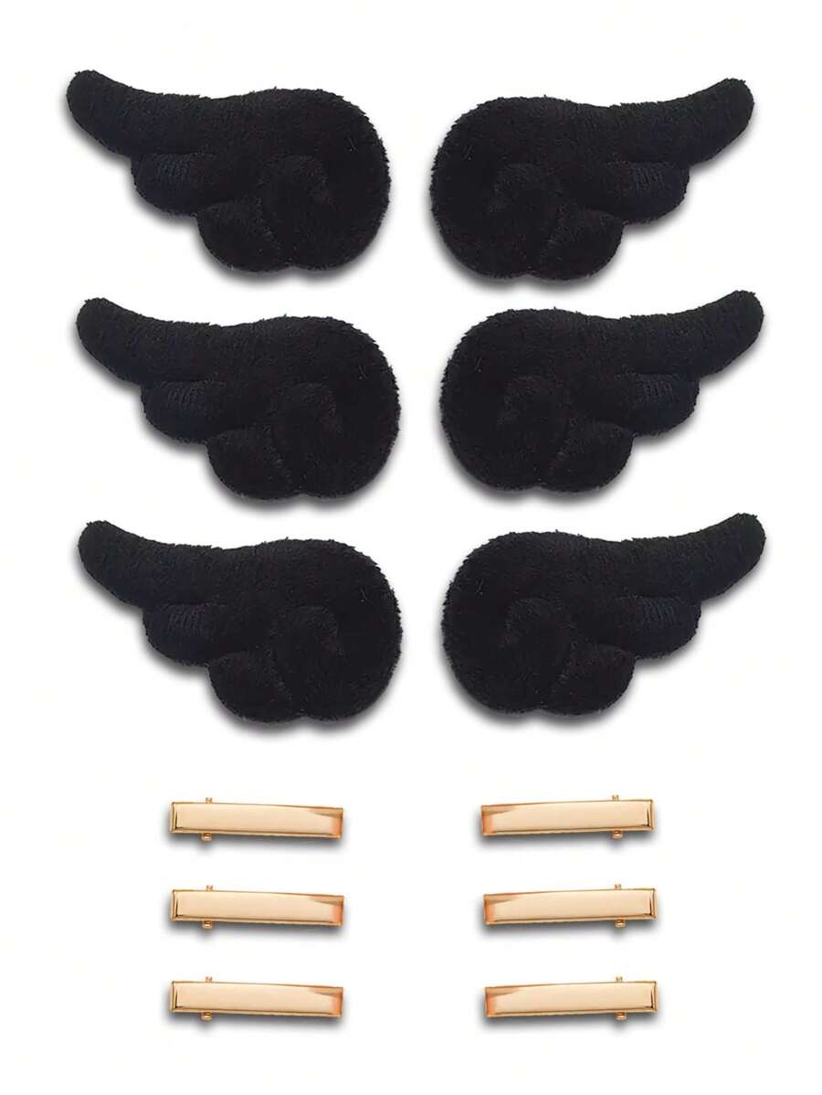 12pcs Black Wings Design Hair Clips, Suitable For Everyday Wear ,Hair Accessory, Claw Clips, Hair Slide, Hair Claws