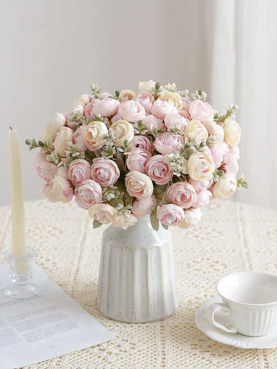 1/3 Bunches Artificial Flowers Faux Flower Bouquet Silk Peony Flowers For Wedding Party Decor,Fake Plants,Spring Fall Winter Decor,Room,Desk,Garden Decor,Room Decoration Stuff