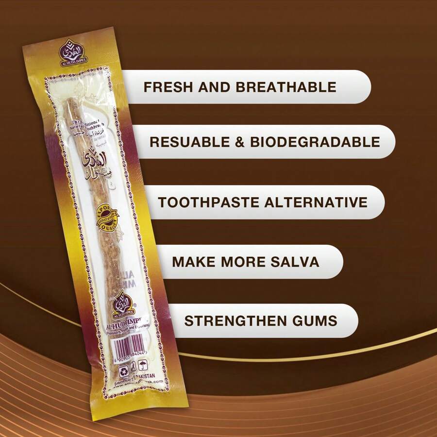 Premium Natural Branch Miswak Toothbrush Stick Travel & Daily Use Wooden + Organic Tree Branch Bamboo Handle Toothbrush Gift
