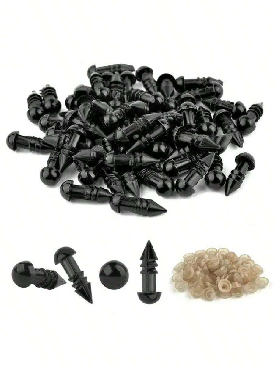 Kleine Plastik Sicherheitsaugen mit Schaumstoff Unterlegscheibe, schwarz gefüllte gehäkelte Puppenaugen für die Herstellung von Puppen und Marionetten