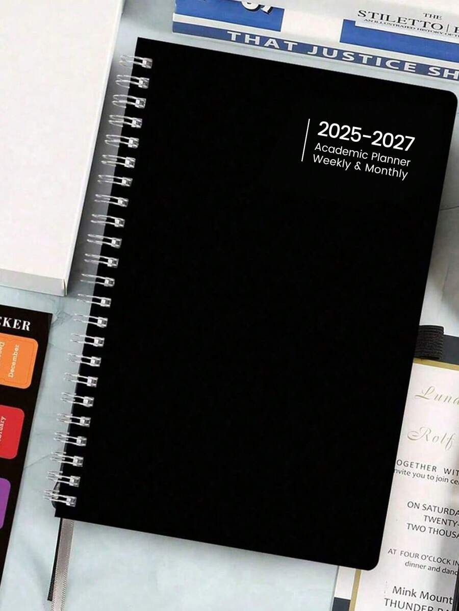 BUBU 1 szt. 2025-2027 Tygodniowy i Miesięczny Planer, Spirala Planner Agendy, Akademicki Terminarz dla Poprawy Produktywności, Nadaje Się Do Domu, Szkoły I Biura, Format A5, Powrót Do Artykułów Szkolnych