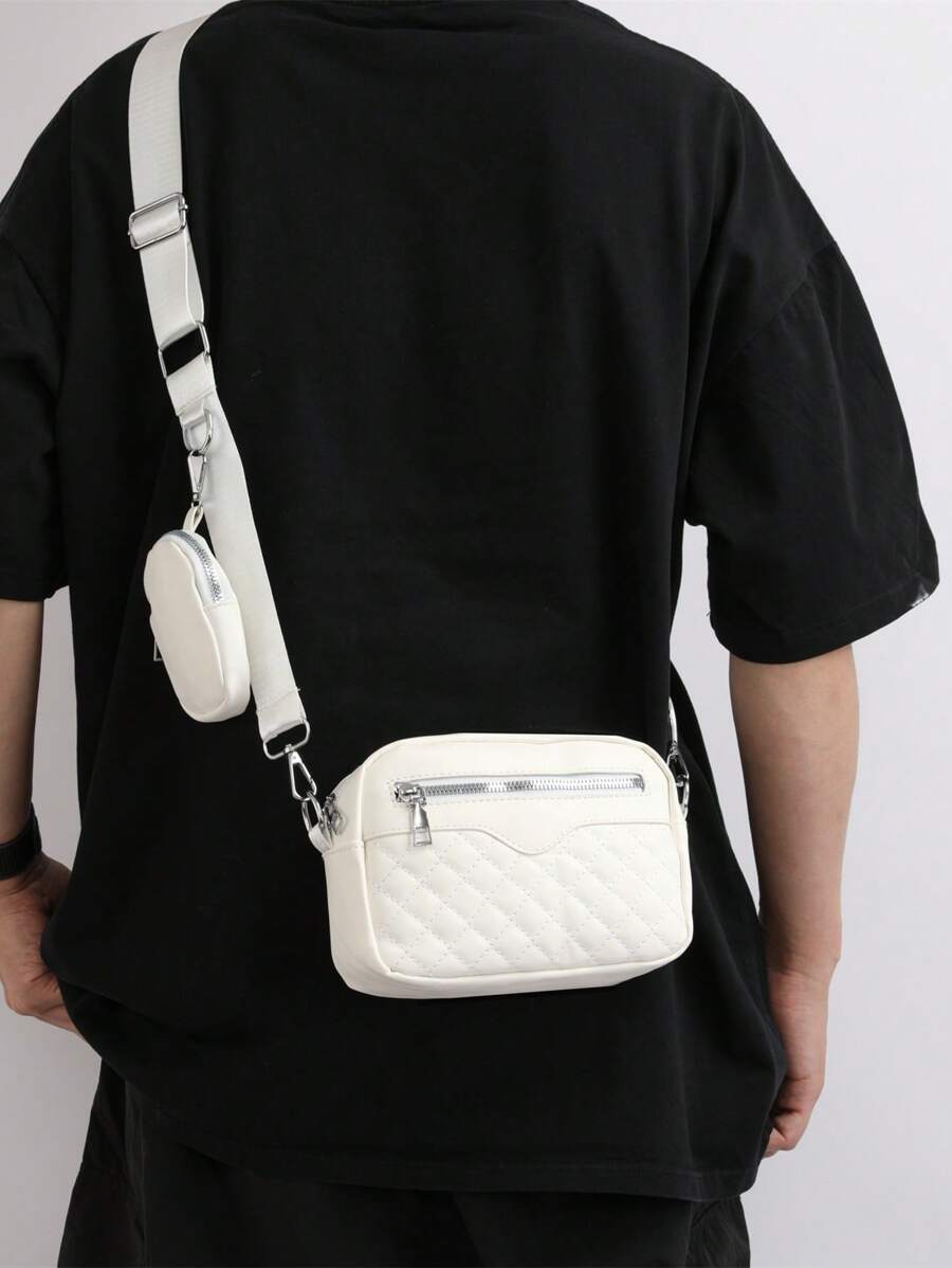 Mini sac carré matelassé pour hommes avec porte-monnaie, sac à main, sac à bandoulière, sac de sport pour étudiant, sac d'école multifonctionnel. Sac à bandoulière pour étudiant, sac de messager pour la rentrée scolaire. Articles essentiels de mode pour hommes, petit sac pour hommes, sac de corps pour hommes, pochette pour téléphone