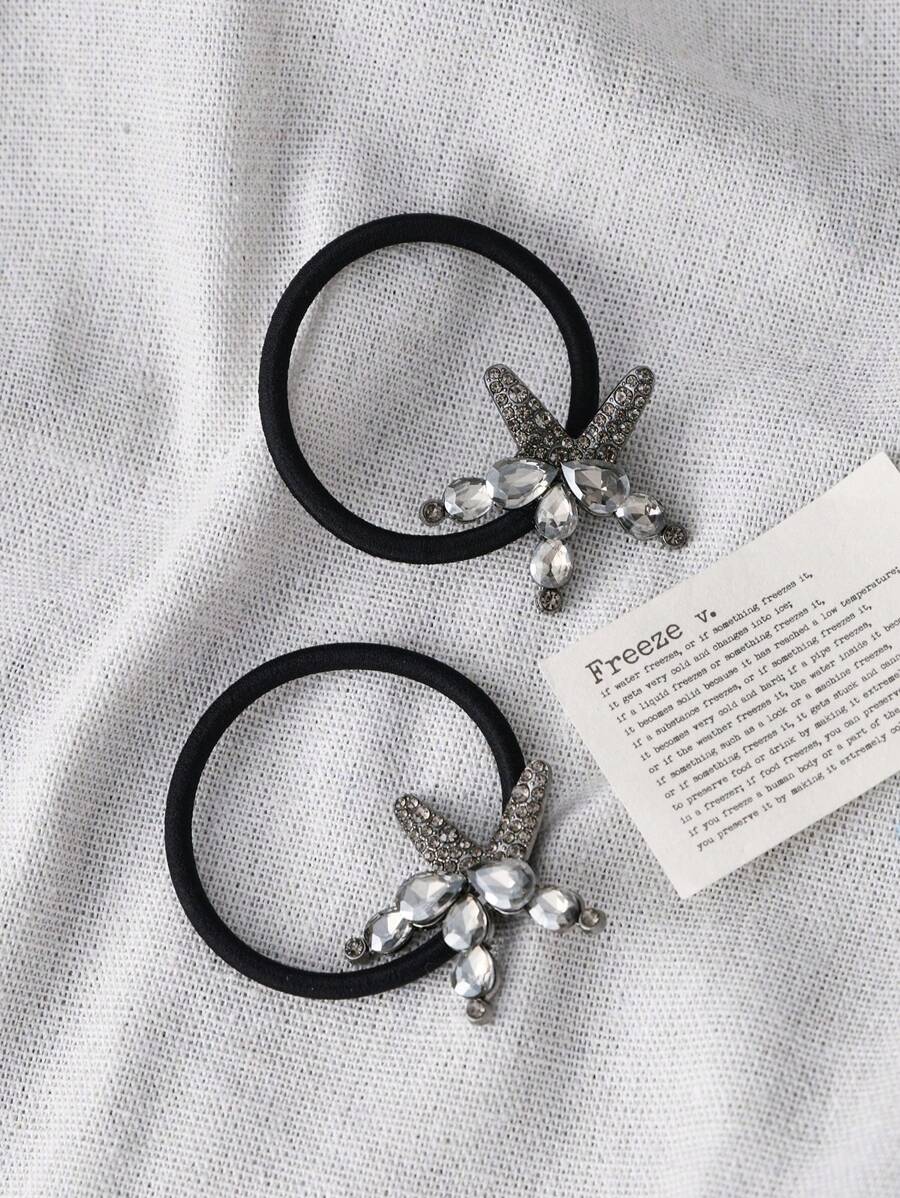 1pc Luxury Rhinestone Starfish Hair Scrunchie, Women's Fashion Elegant Ponytail Holder, Versatile Hair Tie