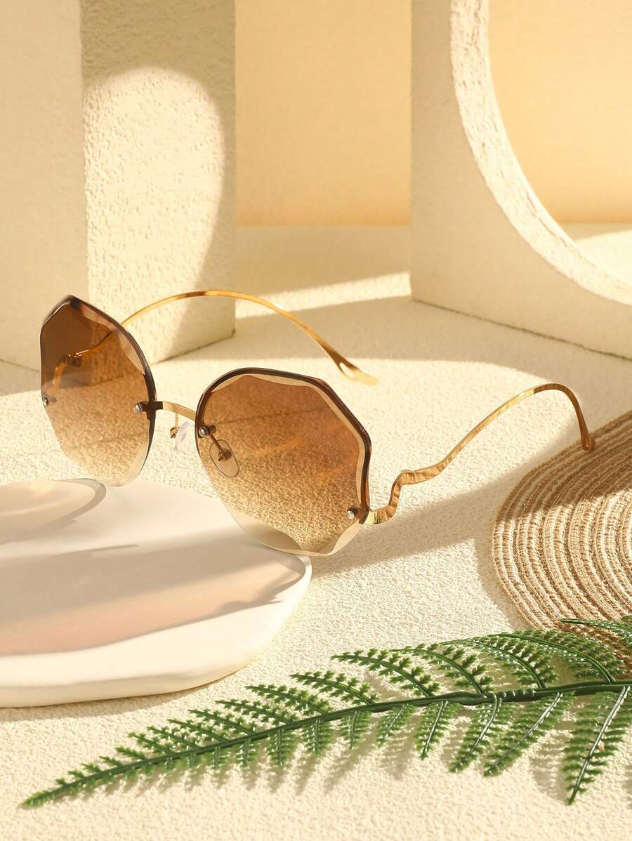 1 Paar großer Rahmen Metall Boho geometrische Brille mit Farbverlauf für Frauen, modisch für Sommer Party Geburtstag, geeignet für Party, Geburtstagsfeier, Reisen, Autofahren, Strandurlaub, Feiertage, Frauenzubehör