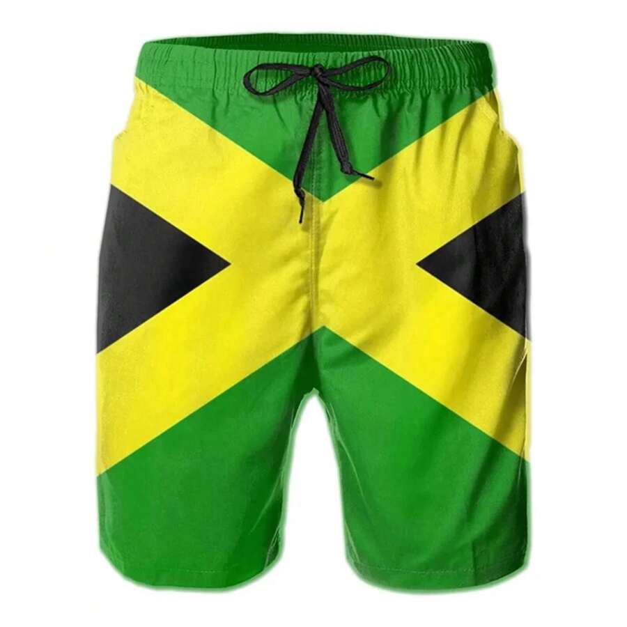Maillots de bain courts homme imprimés en 3D avec le drapeau jamaïcain, shorts de plage mode d'été Jamaïque, shorts de planche de surf, shorts de sport à séchage rapide