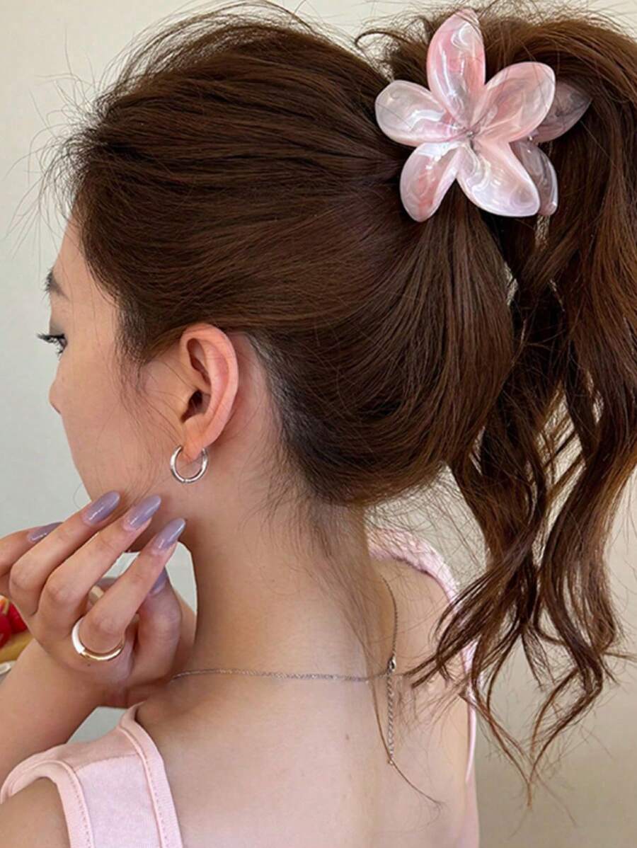 Set de 3 cleme de păr din plastic cu design floral Ombre, accesorii de păr elegante, minimaliste, asortate, pentru uz zilnic, pentru femei