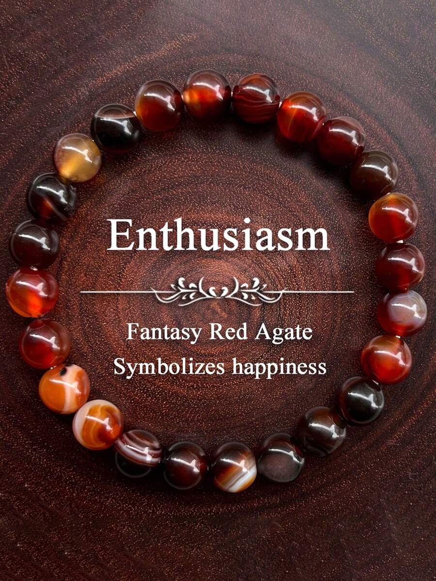Pulseira de Ágata Vermelha Sonhadora Simboliza Entusiasmo, Felicidade e um Presente de Bênção Perfeito