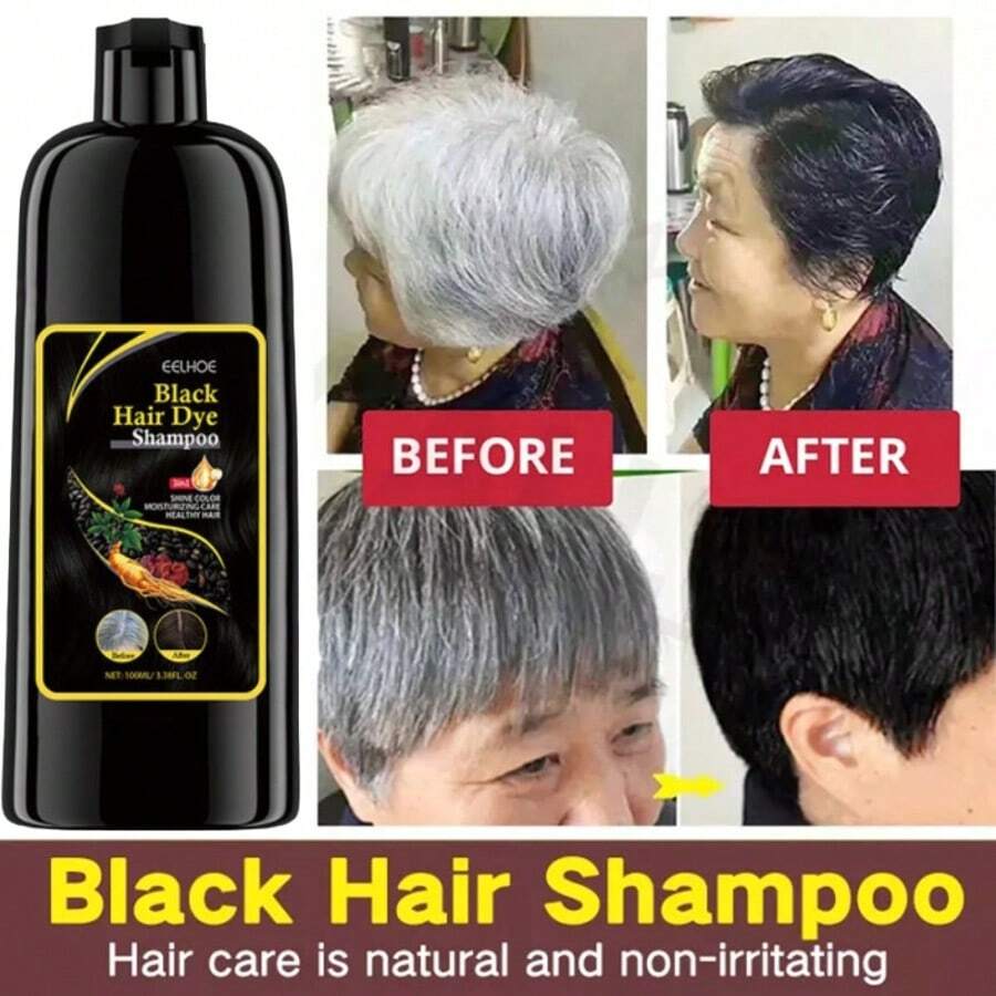 100ml Shampoo Removível com Depósito de Cor - Fórmula de He Shou Wu Aumenta Temporariamente e Tinge os Cabelos Grisalhos, Shampoo de Cobertura de Cabelos Grisalhos com Massagem de Espuma, He Shou Wu Nutre Enquanto Tinge