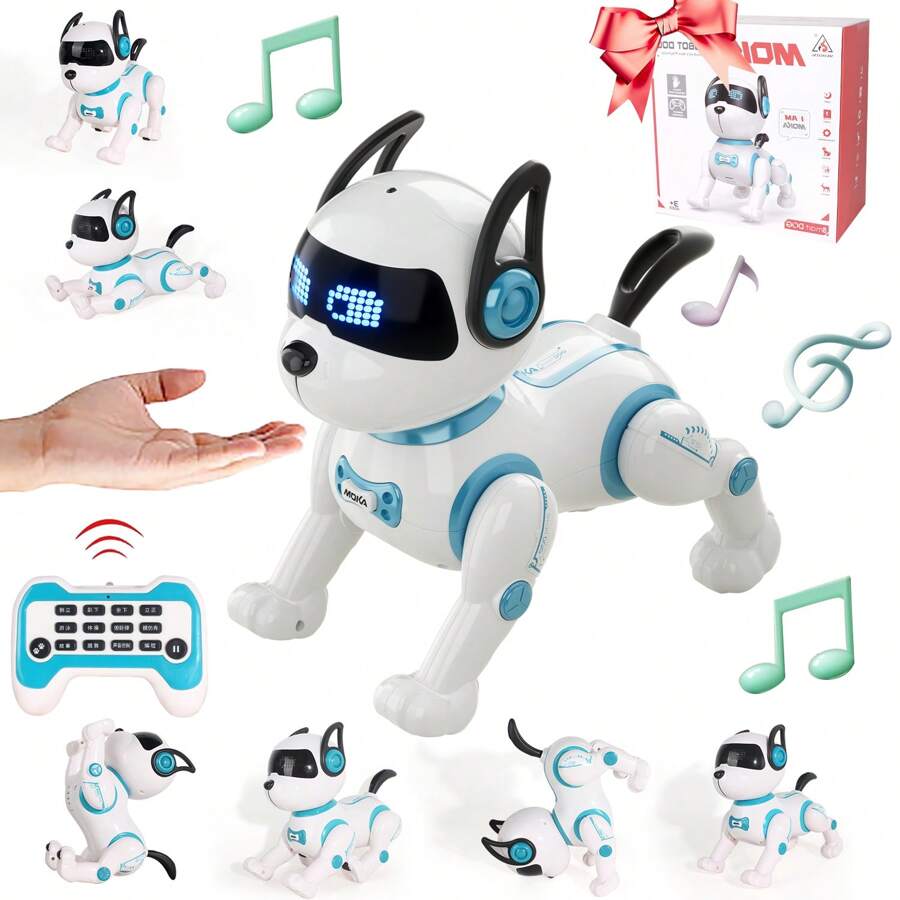 Jiakora 1 Perro Robot Interactivo con Control Remoto Infrarrojo, Sensor de Tacto, Función de Cantar y Bailar, Batería de Litio Recargable por USB, Hecho de Material ABS, Regalo Ideal para Cumpleaños, Navidad, Halloween, Juguete Mascota Interactiva | Perro de Juguete de Moda | Juguete de Plástico Duradero