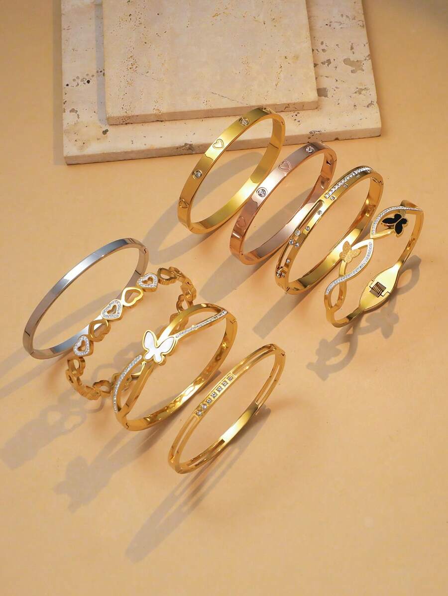 Pulseira de Aço Titanium Dourado Minimalista, Zircônia Artificial Embutida, Comprimento Ajustável, Adequada para Roupas de Verão, Férias, Presentes para Melhores Amigas, Anti-Desbotamento e Hipoalergênica, Acessório Elegante para Mulheres