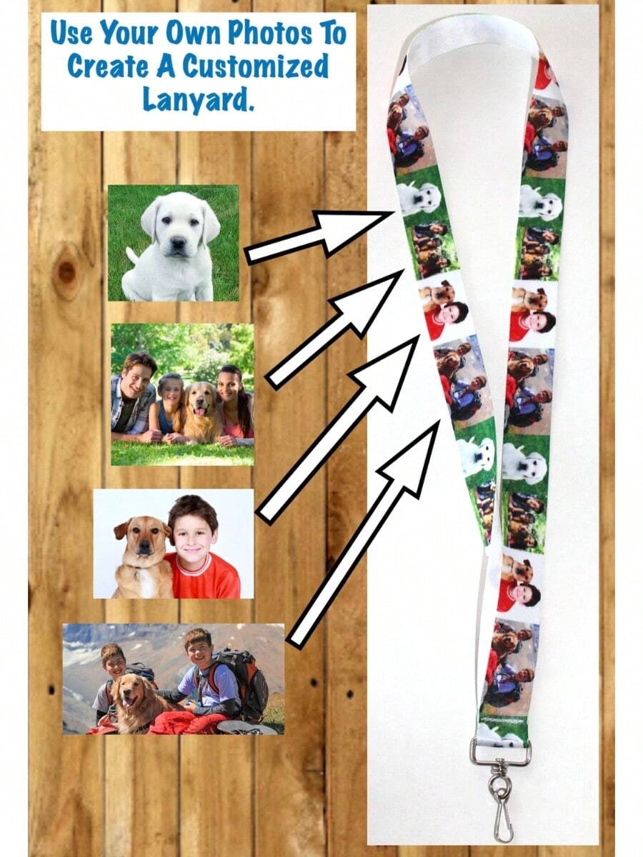1pc Custom Photograph Lanyard, Personalized, Any Occasion, Work, School, Key Or Badge Holder, Birthday, Gift, Anniversary, Pets, Couples, Family