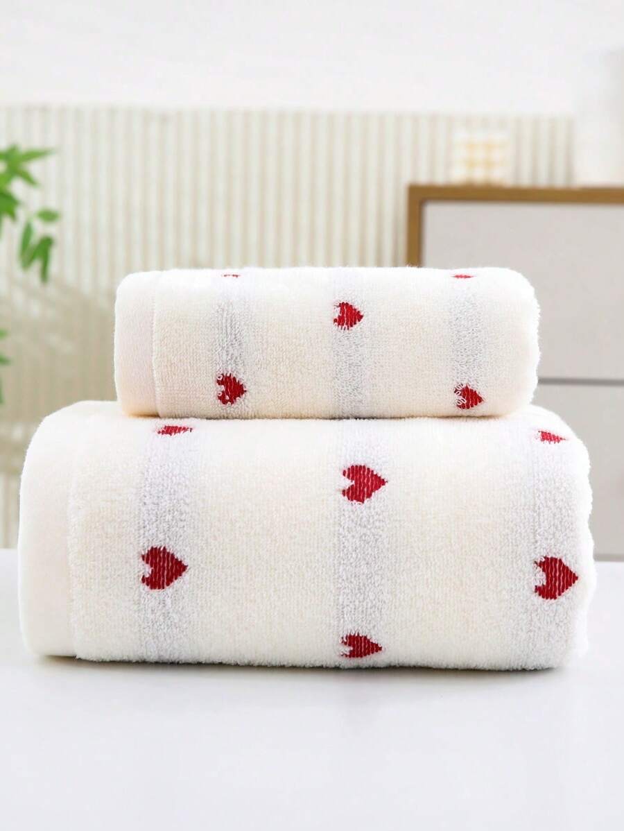 1 pezzo/2 pezzi (asciugamano + accappatoio) Asciugamano jacquard spesso e assorbente con motivo a cuore, asciugamano viso e corpo senza pelucchi, ideale per casa, bagno, palestra, SPA, piscina, morbido e delicato sulla pelle, adatto per salone di bellezza e bagno di casa