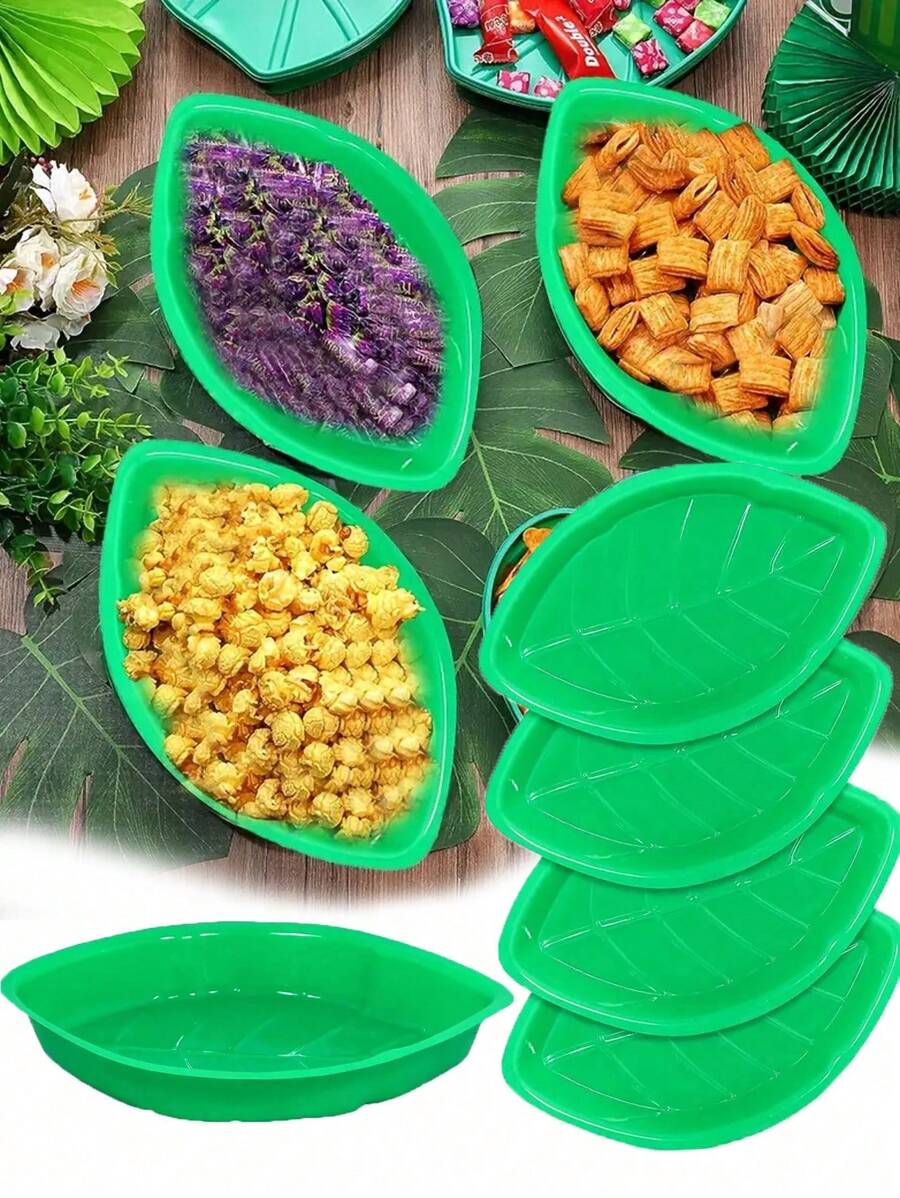 4/6/8 Stück Palmblatt Hawaii Stil wiederverwendbare Snack Schalen, Kekse, Chips, Süßigkeiten für Dschungel Insel Themen Party Dekorationen Platten