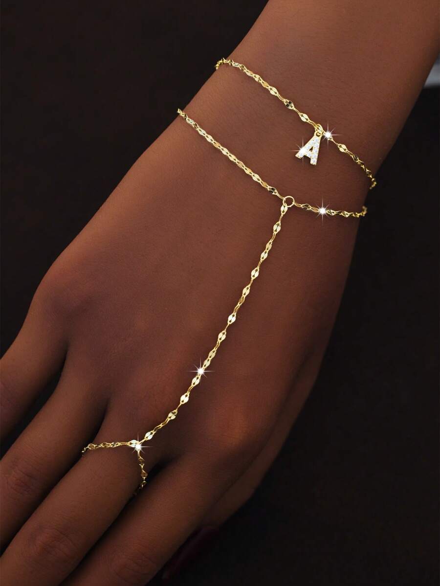 1pc 925 Sterling Silver Double-Layer Customizable Letter Shiny Lips Finger Chain, Niche Design Layered Wear Accessory For Women, Commuting, Dating, Party, Birthday Gift For Girlfriend