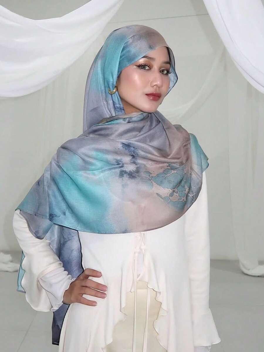 1 pièce Foulard de style bohème pour femme avec imprimé aquarelle, foulard de protection solaire, châle multifonction élégant pour une utilisation quotidienne en bandeau