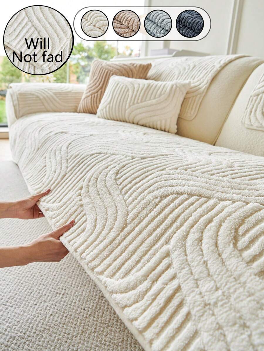 1 Peça Almofada de Sofá Jacquard de Pelúcia da Moda, Almofada de Assento de Sofá Antiderrapante de Fibra de Poliéster Supermacia e Resistente a Arranhões de Animais de Estimação, Lavável em Máquina, Adequada para Todas as Estações, Proteção e Decoração para 1-4 Sofás em Salas de Estar e Quartos
