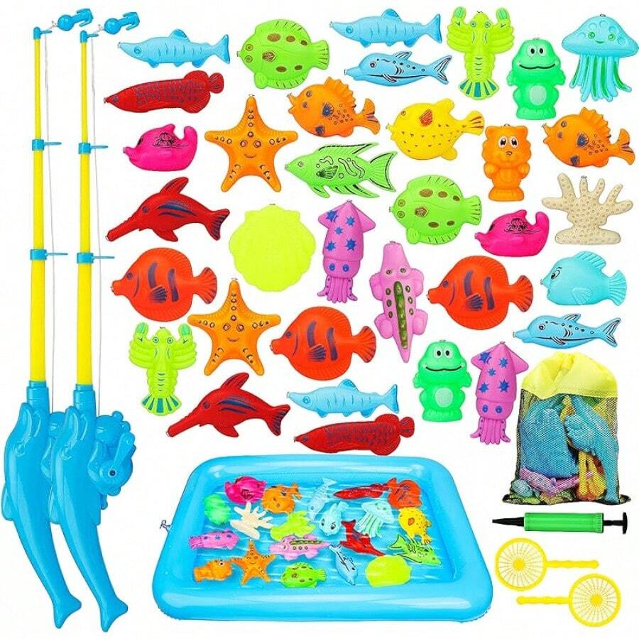 Magnetic Fishing Game For Kids 3-5 With Toddler Fishing Poles, Magnetic Poles Game Are Designed For Little Hands, Bath Toys For Kids Ages 4-8
