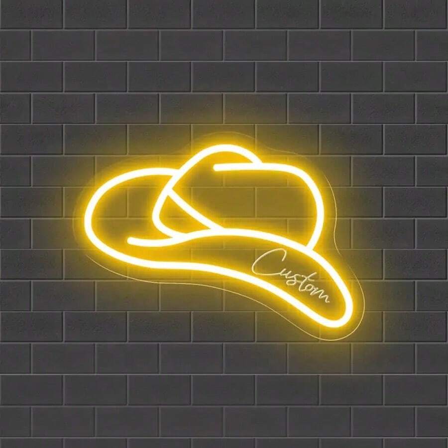 Customizable Cowboy Hat LED Light With Adjustable Brightness Function - USB Powered, Perfect For Weddings, Birthdays, Home Decor - Ideal Mother'S Day, Holiday Gift, Suitable Bedroom, Living Room, Friend, Disco Light
