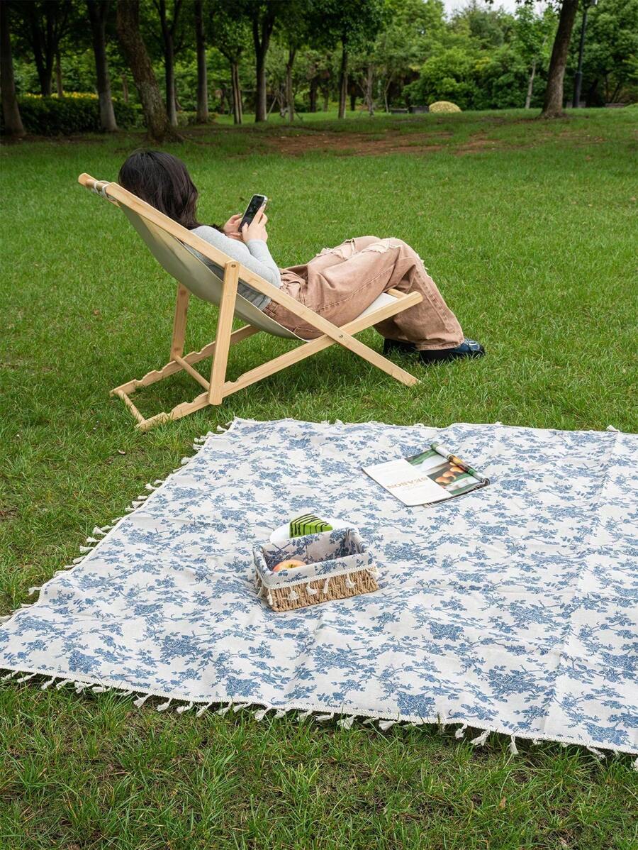 1 Stück Picknickdecke mit Blumendruck, multicolor, tragbare Outdoor Campingmatte für Strand, Camping, Wandern, Familien Konzerte