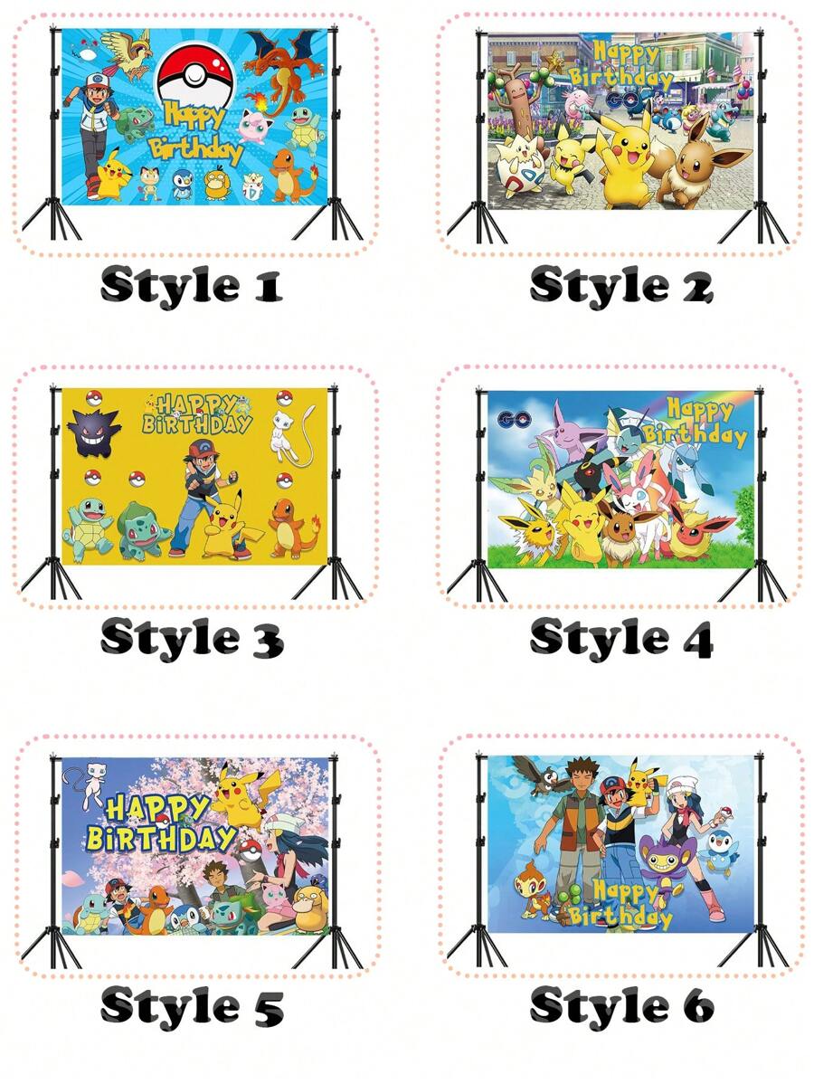 pokemon Pokemon Pikachu Background Cloth, Cute Cartoon Pikachu Photo Background Banner, Birthday Party Decoration Banner, Photo Background Cloth, Party Supplies, Party Tablecloth, Party Decorations, Party Small Gifts Christmas, Halloween, Festival Supplies, Festival Decorations, Thanksgiving, Back-To-School Season, Autumn And Winter