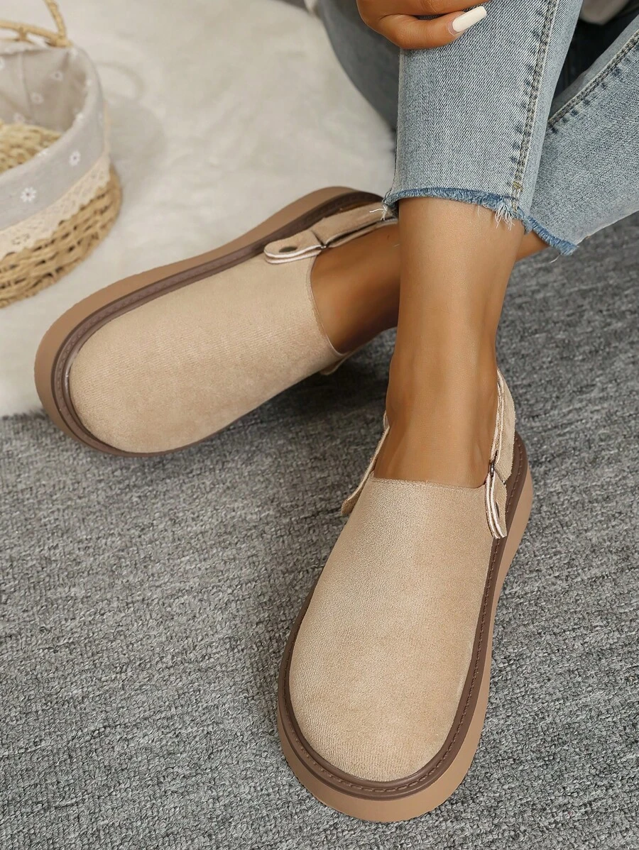 2025 New Thick Sole Closed Toe Mule Sandals With Buckle Strap, Comfortable Slip-On Slippers, Versatile Marroon Color System