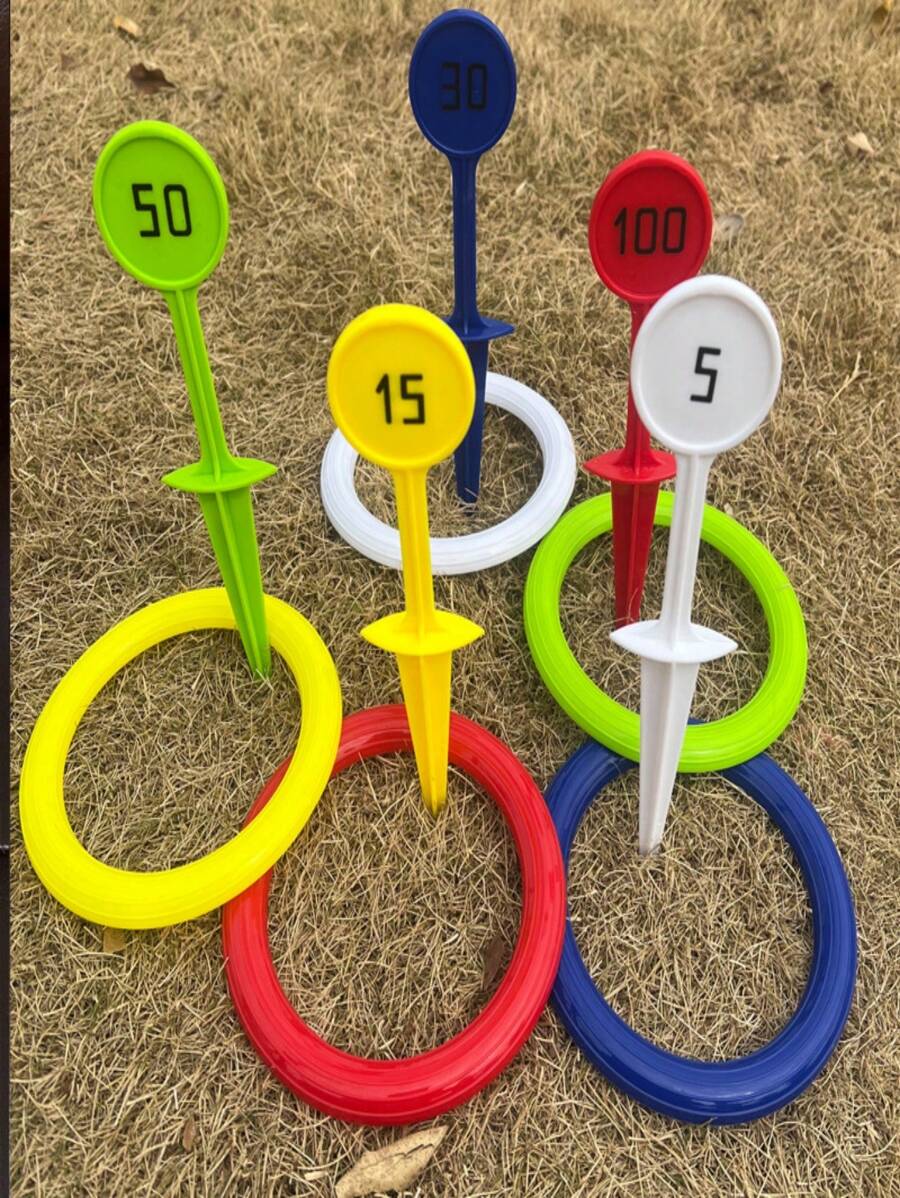 1 set de anillos para arrojar al aire libre para la playa, equipo de juegos de césped, juegos de lanzamiento de anillos, adecuado para compartir felicidad y entretenimiento interactivo con familiares y amigos