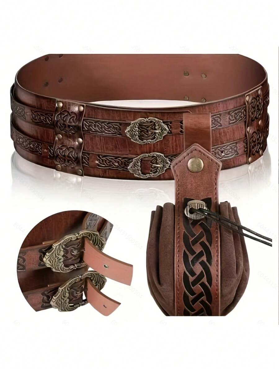 2 pièces Ceinture large viking, ceinture d'armure médiéval, ceinture-corset de chevalier, costume d'Halloween LARP