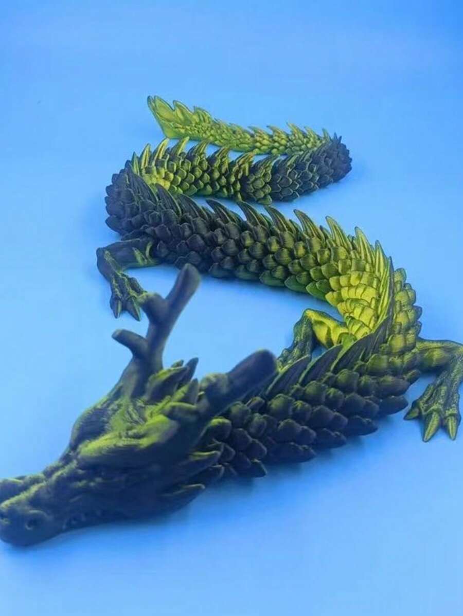 Adorno de paisaje de acuario de 90 centímetros con dragón chino impreso en 3D, artesanía distintiva de dragón divino y articulaciones móviles