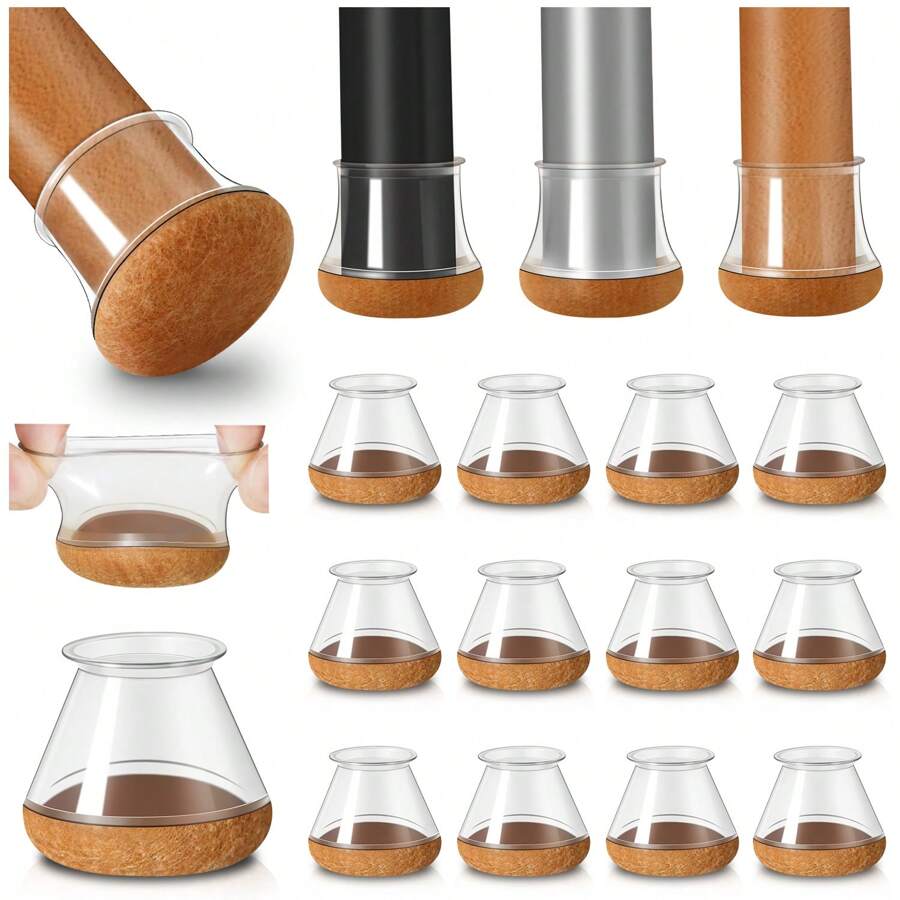 8/16PCS Premium Chair Leg Protectors,Non-Slip Felt Caps For Hardwood Floors, Furniture Pads For Hardwood Floors, Reduces Noise And Prevents Scratches,Furniture Felt Pads For Hardwood Floors, Furniture Sliders For Chair Legs, Floor Protectors For Chairs, Silicone Chair Leg Caps Cover