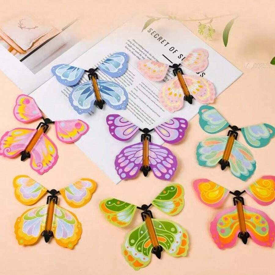 Fliegender Schmetterling Zauberkunststück - Schmetterling fliegende Bühnendeko, Spielutensilien, kann als Windspiel oder Lesezeichen verwendet werden, interaktives Unterhaltungsspiel, zufällige Farbe & Stil