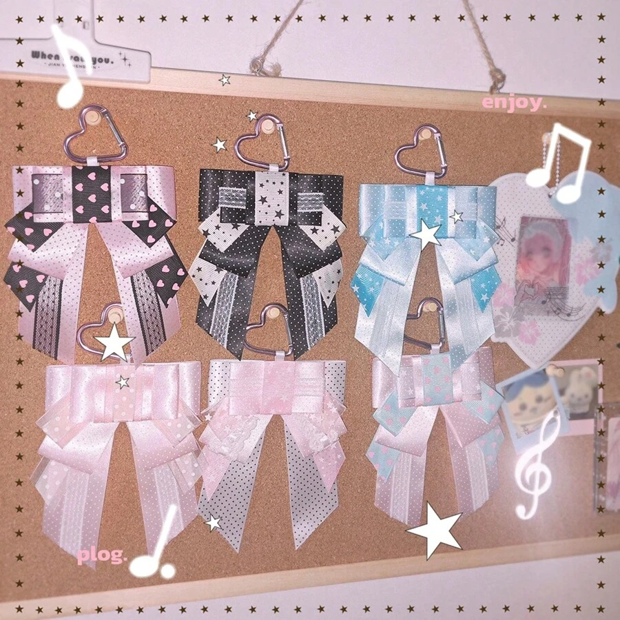 Millennium Style Wave Point Bow Bag Pendant-Star Chasing Girl And Boy Bag Decoration Pendant- Badge Bag Accessories - Original Versatile Badge Support Ita Bag Accessories Bow-Lolita Decorative Headpiece Edge Clip
