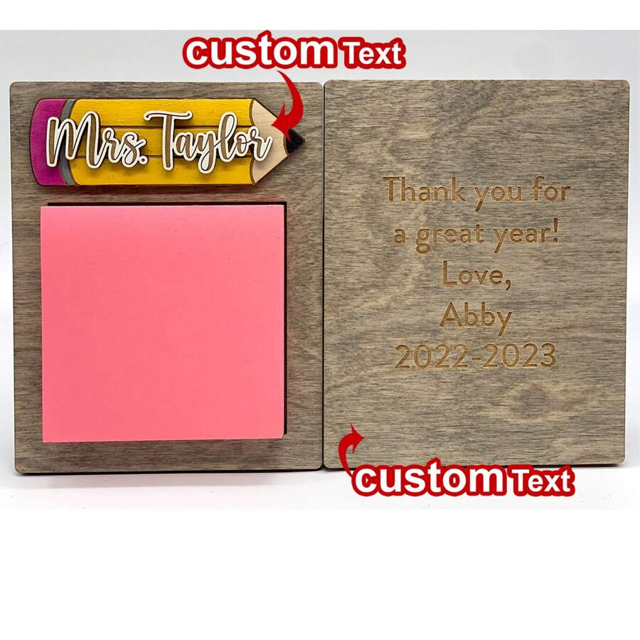 1pc Custom Teacher Sticky Note Pad Holder Gift | Personalized Teacher Name Gift,Student Gift For Teacher,Teacher Gift,Teacher End Of Year Gift,Simple Gifts For Teachers,A Sticky Note Folder For The Start Of School Season, To Give To The Best Classmates
