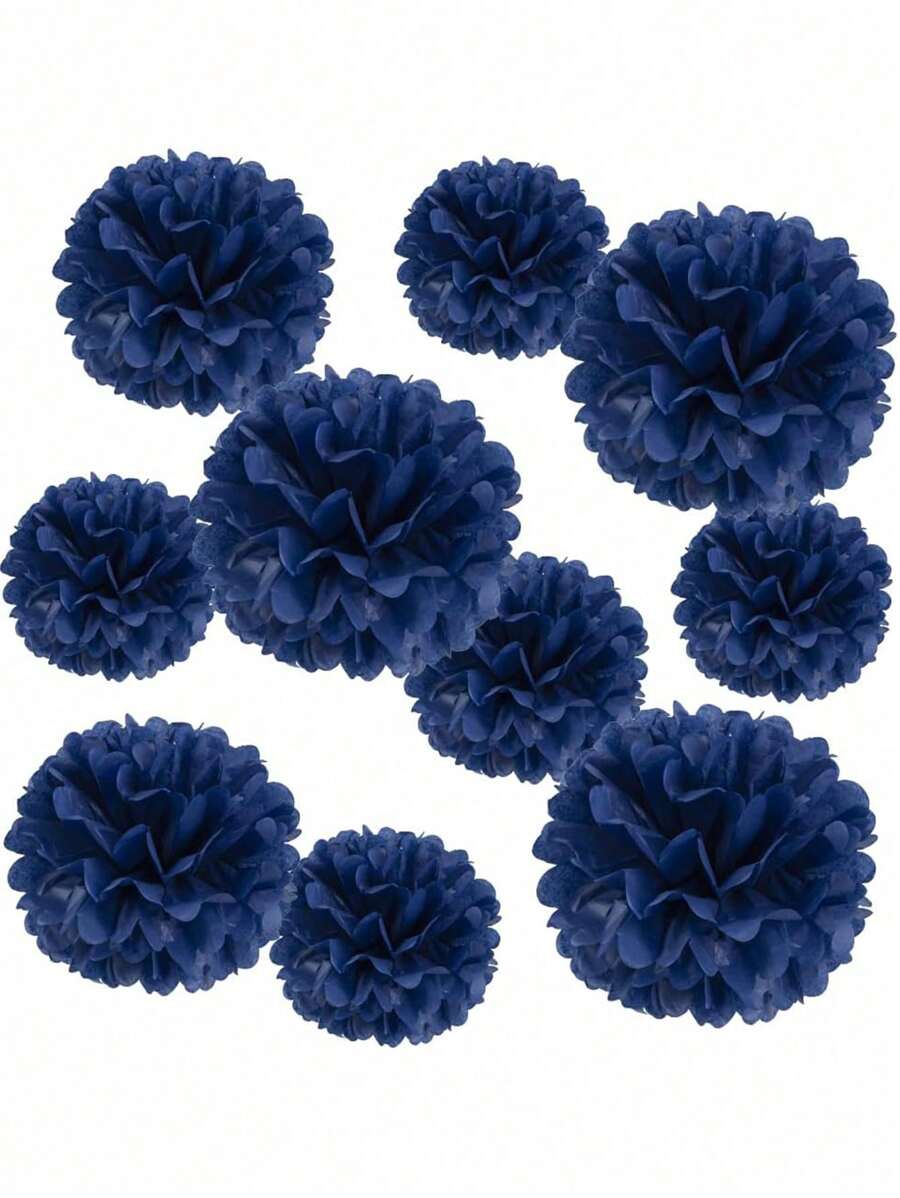 9pcs/27pcs Paper Pom Poms, White Tissue Flowers, Fluffy Hanging Decoration, For Scene Decor, Home Decor, Room Decor, For Birthday Party Decor, Wedding Party Favor, Business Graduation Gift Decor