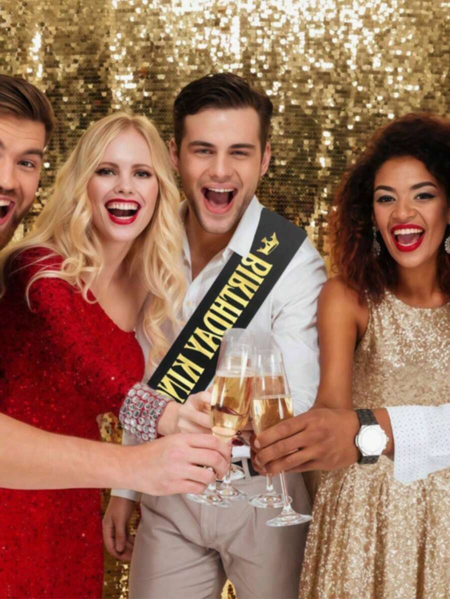 Fashionable "Birthday King" Epaulet And Sash Set, Suitable For Men's Birthday Party, Holiday Party Decoration And Cosplay Accessories
