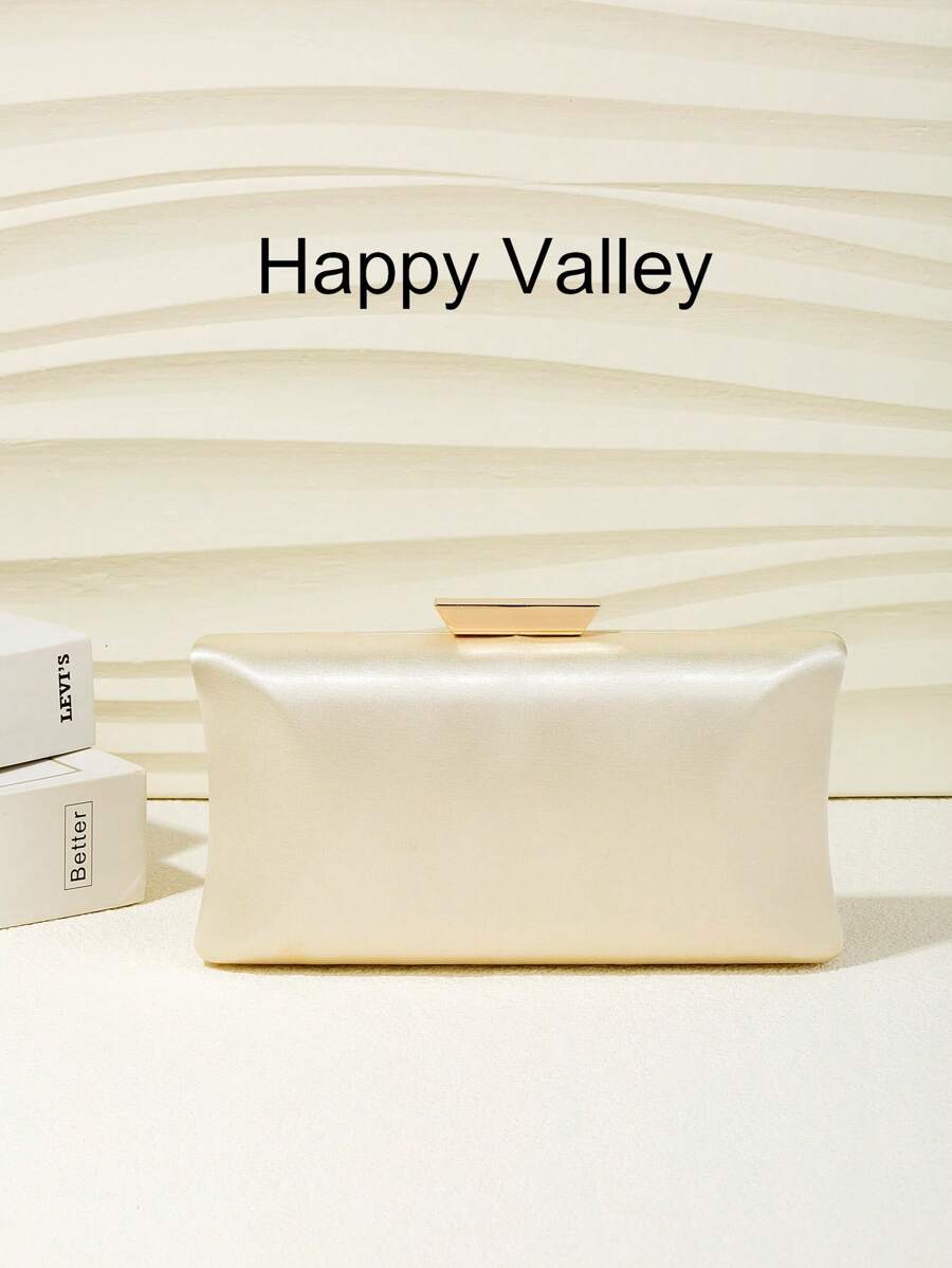 Minimalist Faux Silk Evening Clutch, Fashionable And Elegant Handbag With Metal Chain, Suitable For Parties, Romantic Weddings, Formal Occasions, Banquets, As A Gift For Women, Valentine's Day Gift
