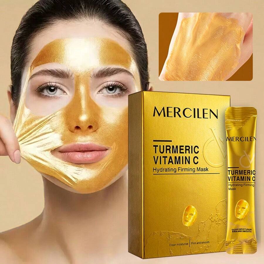 10 piezas Mascarilla facial hidratante y reafirmante con arándano, cúrcuma y vitamina C, de 6g cada una - Limpieza, hidratación, reafirmación, anti-arrugas, apta para todo tipo de piel, para hombres y mujeres