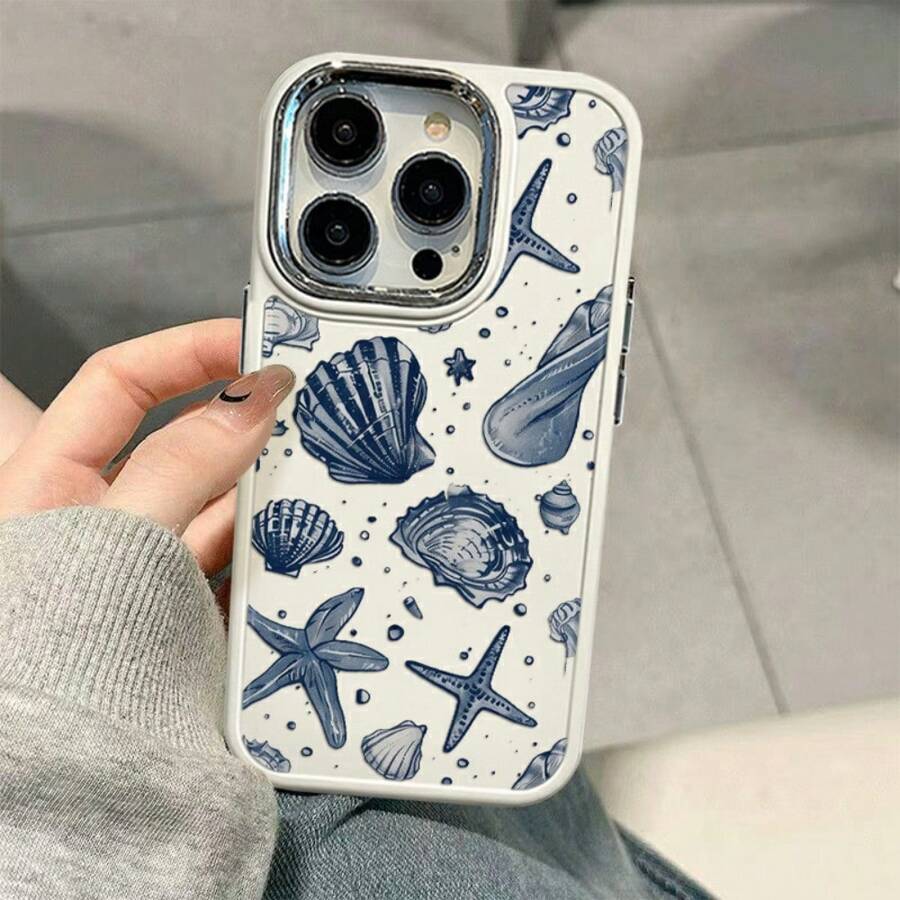 Silicone Phone Case With Metal Frame And Drop Protection Blue Marine Life Pattern Applies To XR XS AMX 11 12 13 14 15 16 PRO MAX