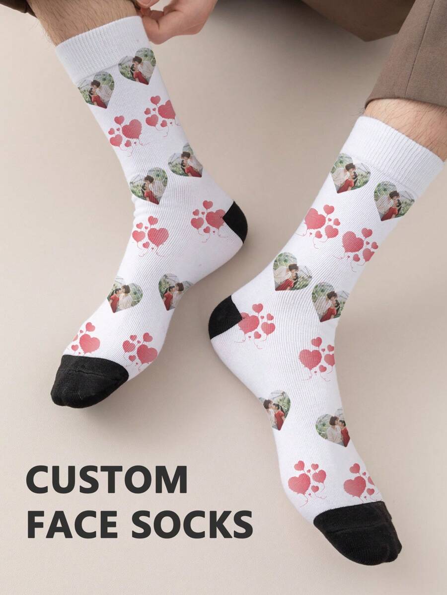 1 par de calcetines de tubo medio personalizados para mujeres, con cualquier rostro impreso, calcetines personalizados con fotos, pares de imágenes personalizadas e interesantes con calcetines de largo medio a largo, adecuados para el Día de San Valentín, cumpleaños, regalos y otras ocasiones, personalizados, divertidos, ricos y coloridos, diseño creativo de anime y dibujos animados, regalos navideños