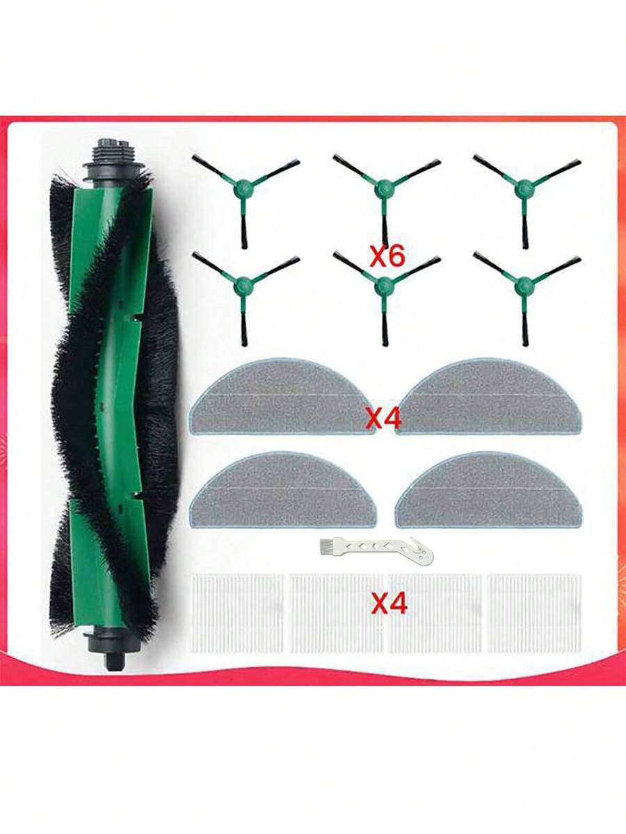 Suitable For IRobot Roomba Combo Y0140, Y0110 Robot Vacuum Cleaner Kit Main Side Brush Hepa Replacement Accessories Parts For Filters Include: 1 Roller Brush 6 Side Brush 4 Filter 4 Rag 1 Cleaning Brush
