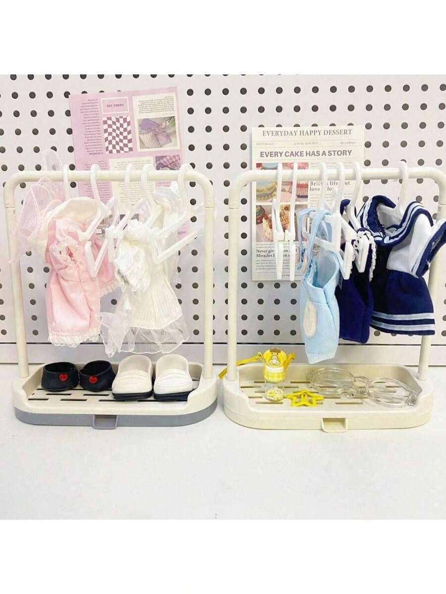 Adatto per appendini per bambole in tessuto , appendini per bambole da 20 cm, appendini per bambole di celebrità BJD, aste di supporto per abiti da 15 cm, rastrelliere per conservazione di abiti e scarpe per bambole da 20 cm, e rastrelliere per esposizione