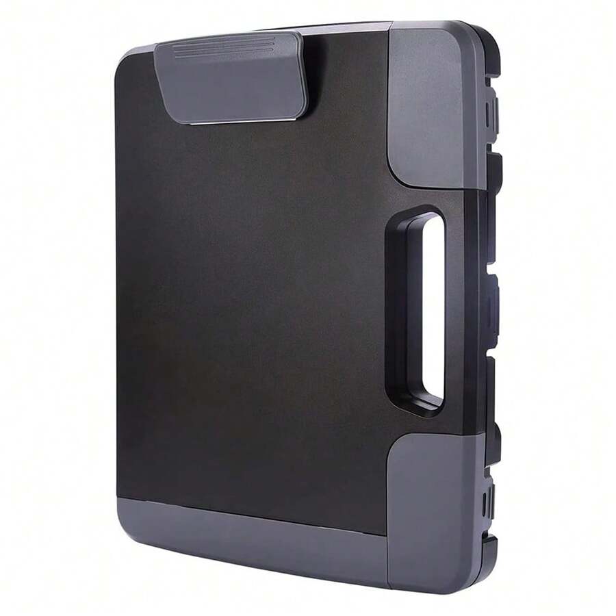 1PC Plastic Storage Clipboard With Handle – Heavy Duty Clipboard, Portable Side-Opening Organizer Case For Letter/Legal Size Paper (14.5"X12"X1.75") – Office, School, Construction & Outdoor Use(Black),For School Supplies,Back To School