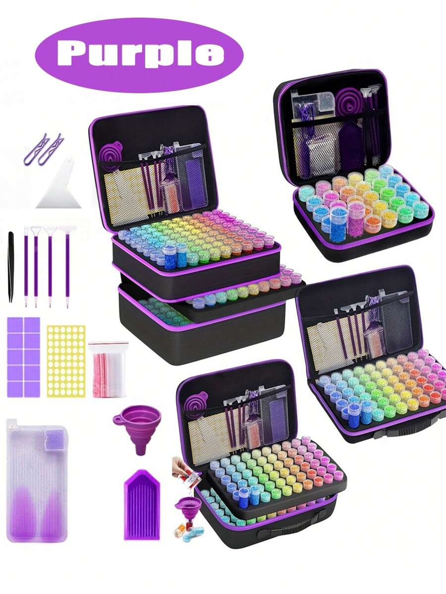 240/120/60/30 Slot Diamond Painting Storage Set, Diamond Painting Storage Container Tool Kit Box, Portable EVA Handicrafts, Jewelry And Bead Handbag, Including A Variety Of Accessories And Tools, Adult Art Is An Ideal Gift For Handicraft Enthusiasts