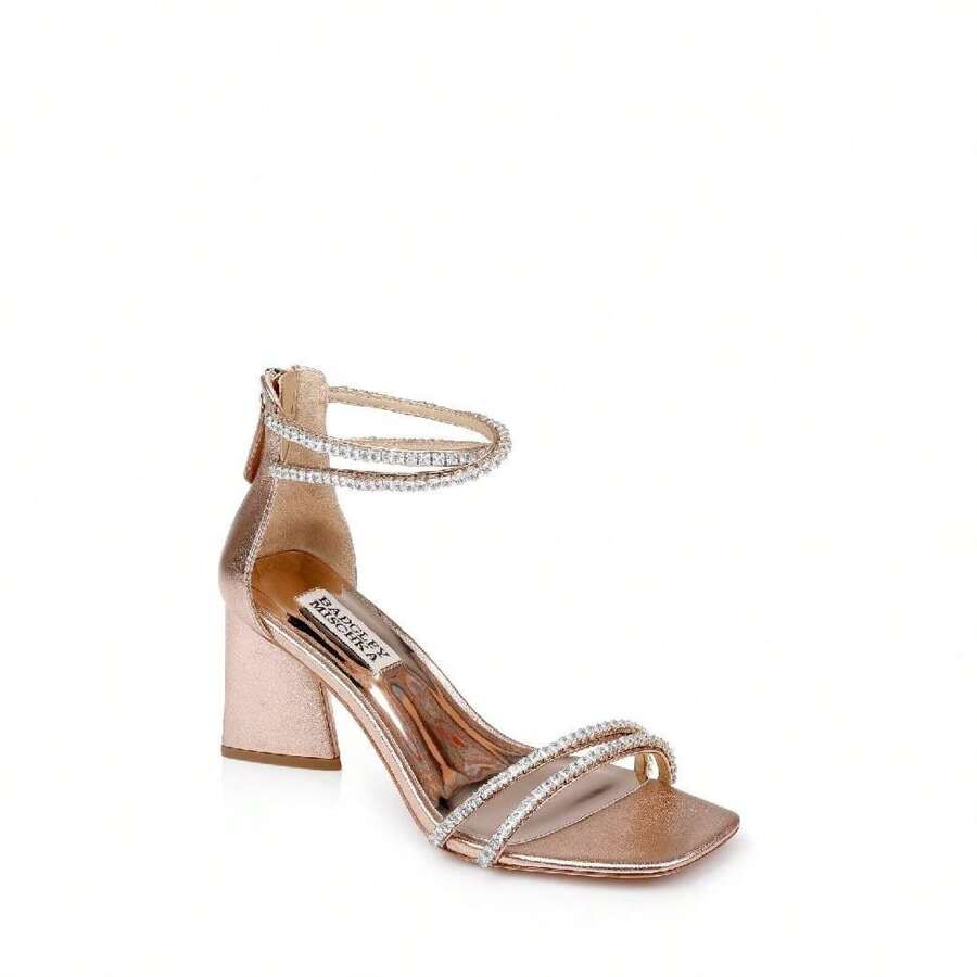 Badgley Mischka Badgley Mischka Lillie MP7213 Heel Womens 7 Champagne Crystal Dual-Strap KHD1173