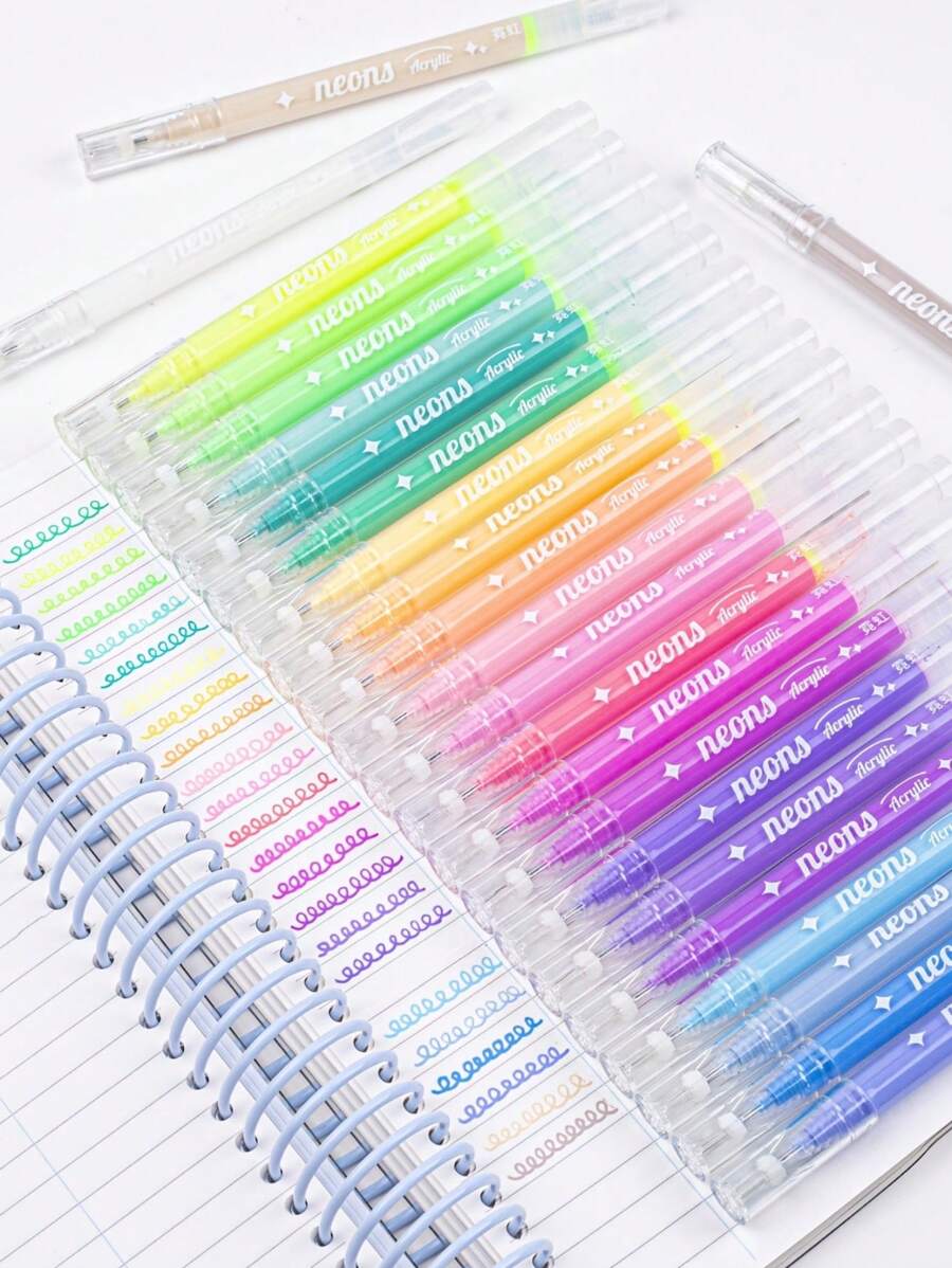 24 Farben Acryl-Gelstifte zum Zeichnen, 8er-Pack Gelmalstifte mit ultrafein 1,0 mm Spitze, Set mit Acryl-Markerstiften in Farben für Journaling, Basteln, Kunstbedarf, Schulmaterial, Schulanfang