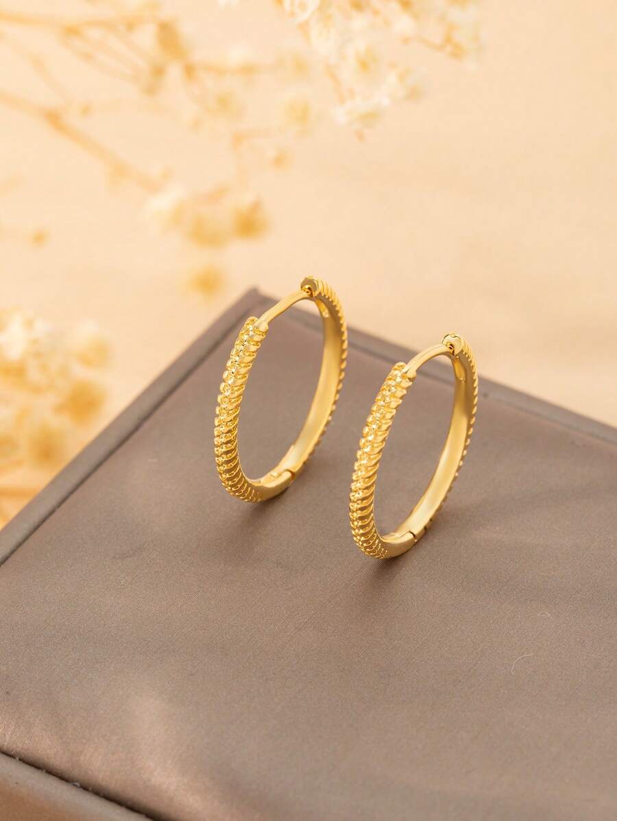 1 Paar Vintage Kupfer geometrische runde Creolen, modischer Hiphop Ohrstecker als Geschenk für Frauen