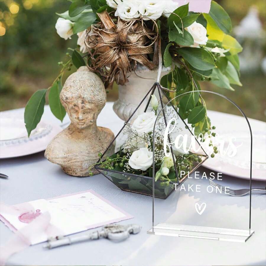 1pc Acrylic Wedding Sign, Bridal Shower Decorations, Favors Please Take One Sign For Ceremony, Modern Font Table Signs, Acrylic Table Top Signs For Wedding Reception And Event Party (Clear)