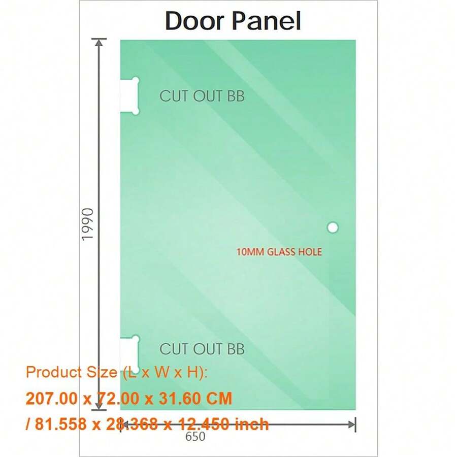 90cm Frameless Shower Screen With Black Brackets & Stainless Steel Hinges, Round Knob Handle - Wall To Wall Installation