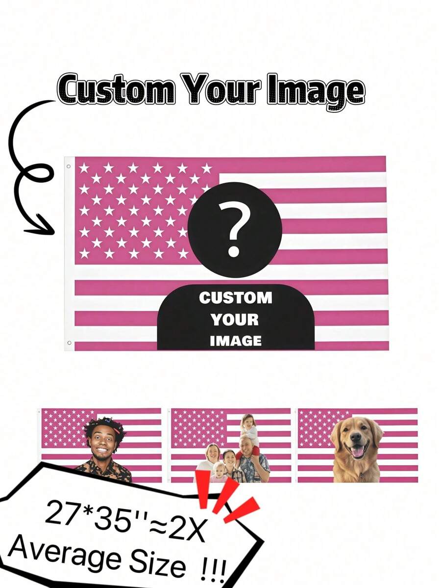 1 Stück personalisierte Foto Garten Flagge mit Ihrem Bild im amerikanischen Flaggenstil, Yard Fahne Geschenk für Mama, Papa, ihn, sie, 60x90cm/90x150cm/122x183cm Außendekoration für Valentinstag, Muttertag, Vatertag, Geburtstag, Jahrestag