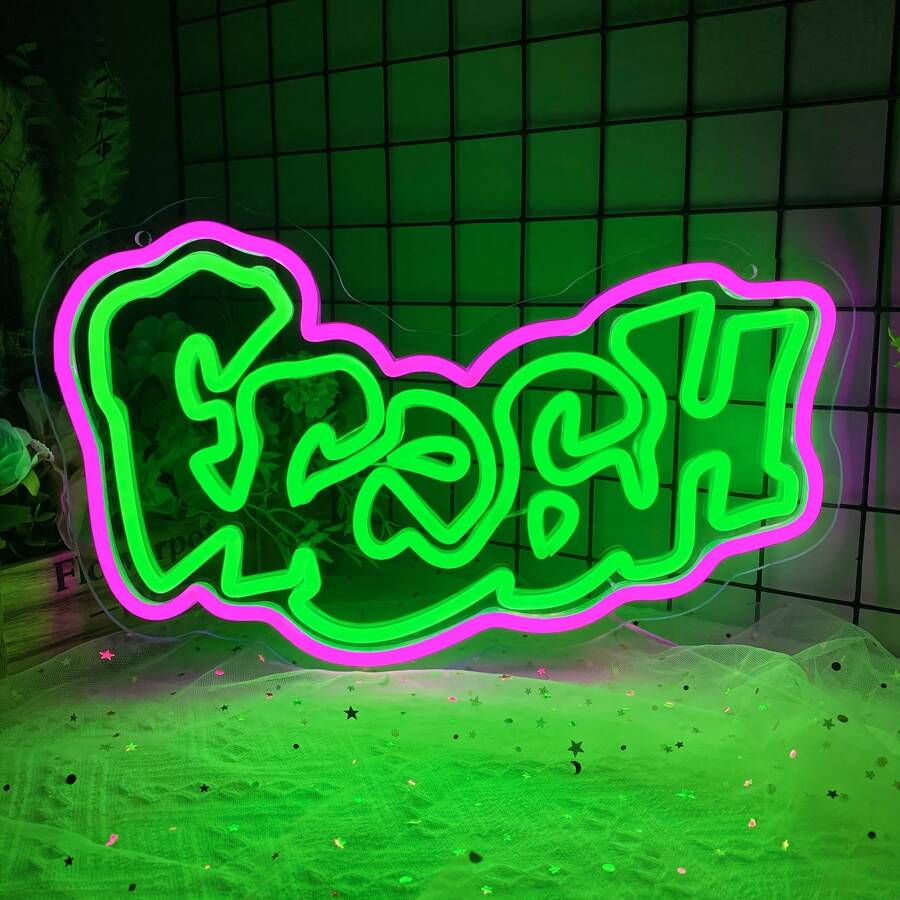 FRISCH 90er Jahre Retro LED Neonschild, USB betrieben, Wandmontage, Beleuchtung für Familien, Schlafzimmer, Wohnzimmer, Partyraum Dekoration